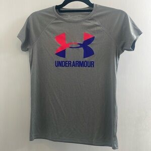 Youth Under Armour gray shirt, 100% polyester size YXL